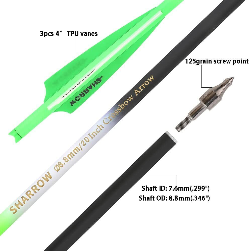 12pcs 16" 17" 18" 20" 22" Crossbow Bolts Carbon Arrows Vanes Bow Archery Hunting Shoot